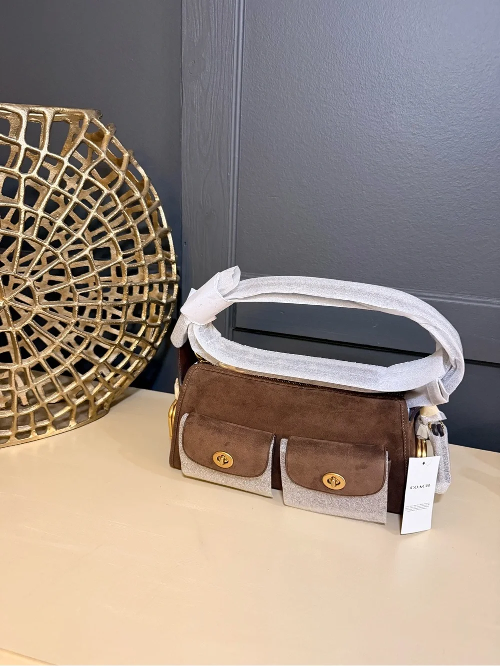 NWT Coach Mini Haversack in Brown Suede